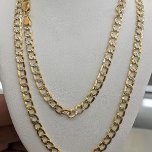 10kt Real Gold Cuban Curb Diamond Cut Style Chain